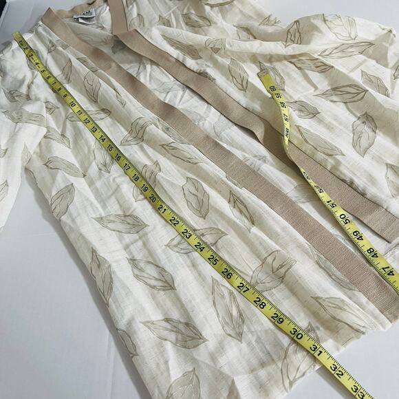 R & M Richards Leaf Print Open Front Kimono Jacket Size 16 Cream - Picture 7 of 8
